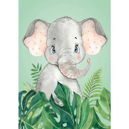 Diamantmålningssats för vuxna - Gräs Elefant Rund Diamant