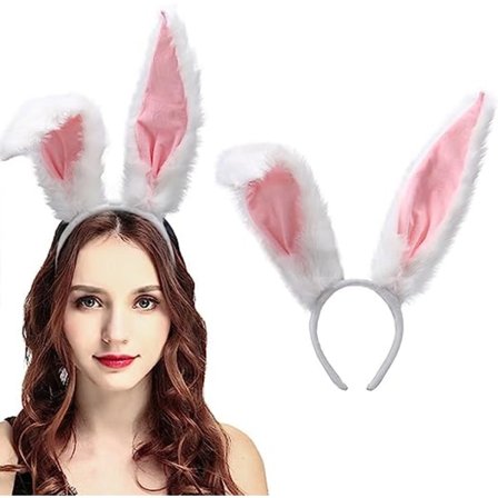 Bunny Ears Hovedbånd Pels Kanin Øre Hovedbånd Fest Prom Cosplay Hovedbeklædning Kostume Hår Tilbehør