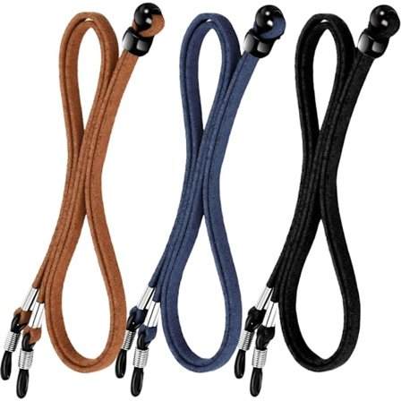 3 stk. Unisex Brilleremme - Universal Læder Brillekæde Snor Skridsikre Brilleremme Brillekæde Justerbar Brille