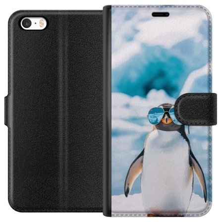 Kompatibelt Lommeboketui til Apple iPhone SE (2016) Pingvin med solbriller morsom vinterdesign med arktisk bakgrunn humoristisk og trendy stil med kul
