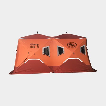 Tenda de pesca no gelo isolada / tenda glamping iFish Glamp 365-9 Insulated, pop-up, para 1 - 9 pessoas, com 10 janelas & 2 portas