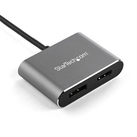 StarTech USB C Multiport Video Adapter, 4K 60Hz USB-C to HDMI 2.0 or DisplayPort 1.2 Monitor Adapter, USB Type-C 2-in-1 Display Converter HDMI/DP HBR2