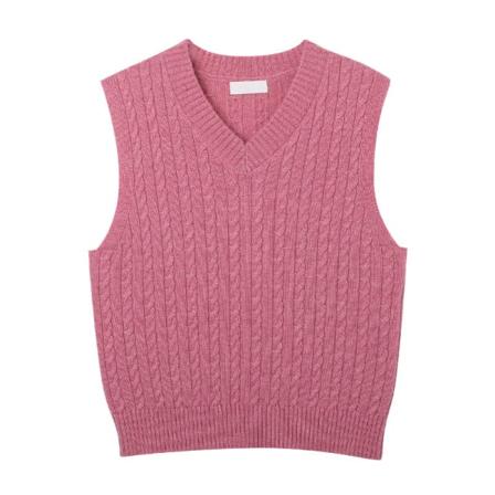Kvinder Strik Efterår Vinter Sweater Vest Løs Mode Bandage Kjole V-hals Sweater Pollen clip 49*83*35cm