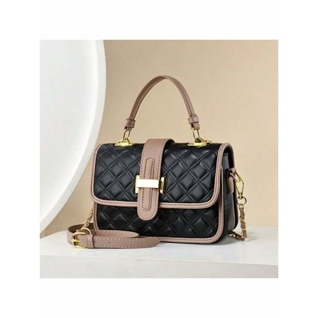 Quiltad Crossbody Väska Dam Läder Designer Handväskor Liten Axelväska Crossbody Väskor - Svart