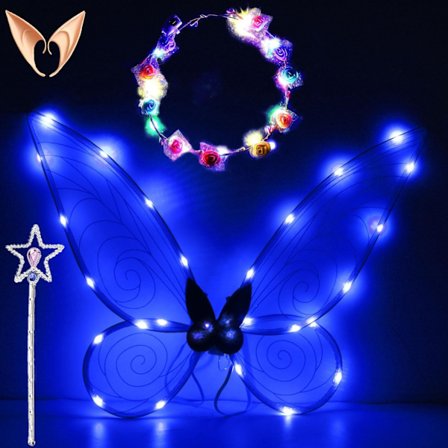 Glitterende alvinger for voksne, LED-diadem for alvetemafester Stjerneblå Stjerneblå_xx Starry blue Starry blue