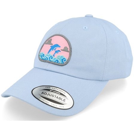 Abducted - Sininen unconstructed Lippis - Dolphin On Waves Patch Light Blue Dad Cap @ Hatstore