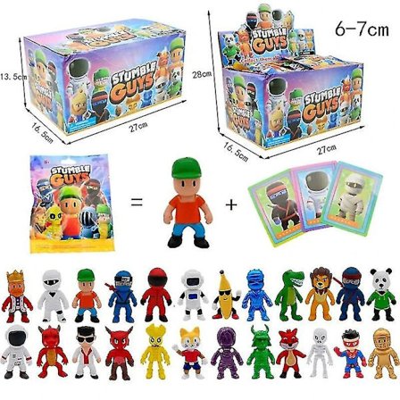 24 stk Stumble Fall Guys Actionfigurer Leke Spillkarakterkort PVC-modell Kawaii Anime Samling Dukker Barn Gaver
