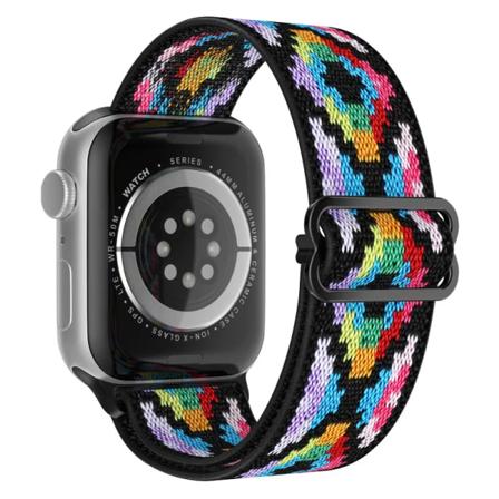 Scrunchie -rem för Apple Watch Band 44mm 40mm 38mm 42mm 49mm Elastiskt nylon IWatch Series Ultra 7 8 9 Se 3 6 45mm 41mm 37 Pixel grid 42mm 44mm 45mm
