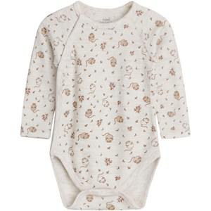 Hust&Claire Bia Printed Baby Body Wheat Melange 56 cm - All in ones - 56 cm - Cream - Junge