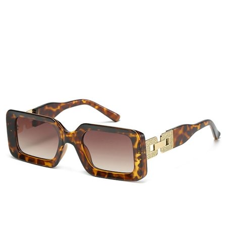 Rektangulære solbriller til kvinder og mænd - Fashion solbriller UV 400 beskyttelse firkantet stel