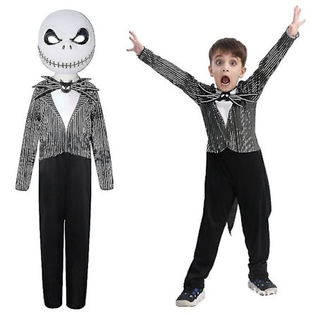 Jack Skellington Cosplay Jumpsuit för barn Halloween Kostym Party Fancy Dress Up W