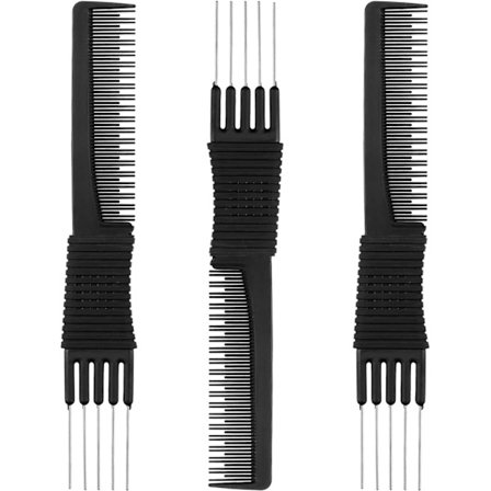 12-pakning Svarte Karbonfiber Løfte-kammer med Metalliske Tenner