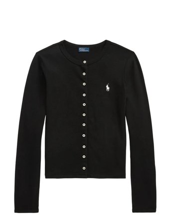 Stretch Mesh Cotton Crewneck Cardigan Black Polo Ralph Lauren