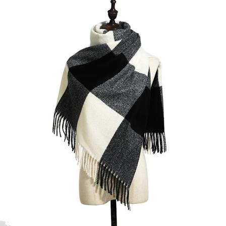 Dameskals vinterkals tartan wraps lang spindetassel shawl stole varm kals (180*70cm)