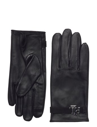 Lauren Ralph Lauren Logo-Trim Sheepskin Tech Gloves - Black - M