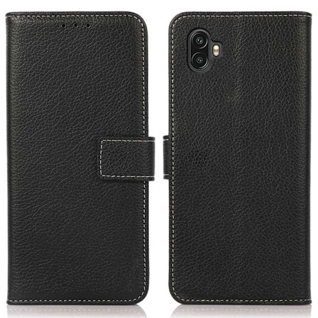 Litchi Texture PU Leather Samsung Galaxy Xcover 6 Pro Flip Folio Fodral - Svart
