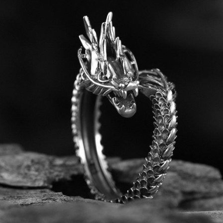 Gotisk Punk Silver Färg Dargon Ringar Män Kvinnor Öppning Justerbar Finger Ring Vintage Y2K Estetisk Trendiga Smycken Dropshipping
