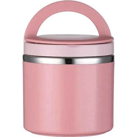 Thermal Container with Handle, 1000 ml Stainless Steel Food Thermos Food Container Lunch Box, Pink