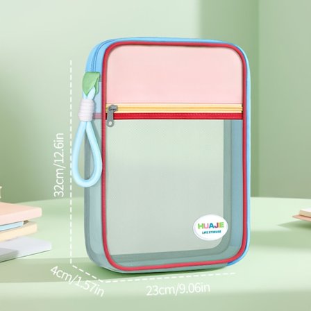 Must-have for studerende! Stor, flerfarvet mulepose til opbevaring af kontorartikler, perfekt til organisering af dokumenter og materialer. 