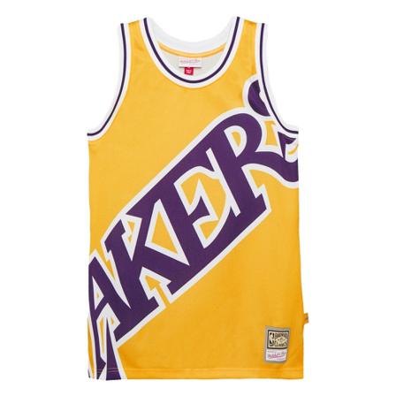 Mitchell & Ness, Camiseta Lakers BIG Face Blown OUT Fashion Geel, Heren, Maat:M