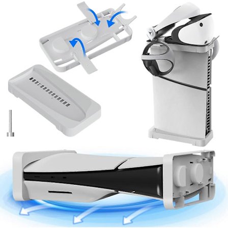 Horisontellt Vertikalt Ställ för PS5 Slim Disc&Digital Edition Konsol (Vit)