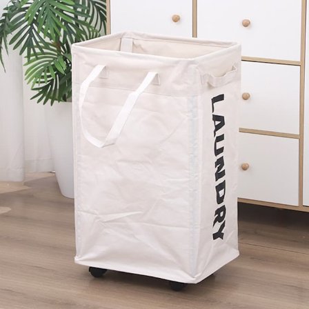 Vasketøjskurv med Hjul – 48/75L Rullende Vasketøjsspand med Aftagelig Vasketøjspose_TF_TF