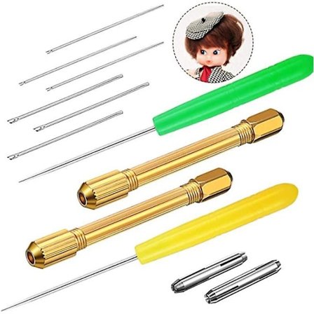 Dukkehår Rerooting Rehair Verktøy Kompatibelt med Dukkehår Lagingsverktøysett Svart