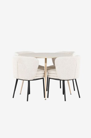 Venture Home - Plaza spisebord med Agnes spisebordsstol - Hvid - Spisegrupper - Fra Homeroom