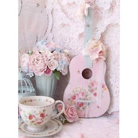 30x40cm DIY 5D Diamantmalerisett, Rose Gitar Diamond Painting