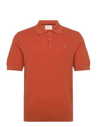 GANT Textured Cotton Ss Polo - Orange - XXL