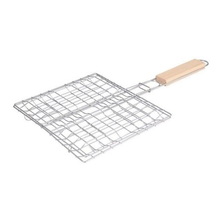 Bærbar Grill Universal Grillkurv med Sammenklappelig Fisk med Træhåndtag Grill med Aftageligt Træhåndtag til Grills ou