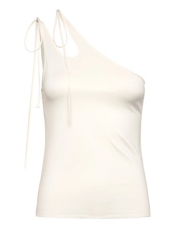 Monki Asymmetric Tie Jersey Tank Top - White - XL