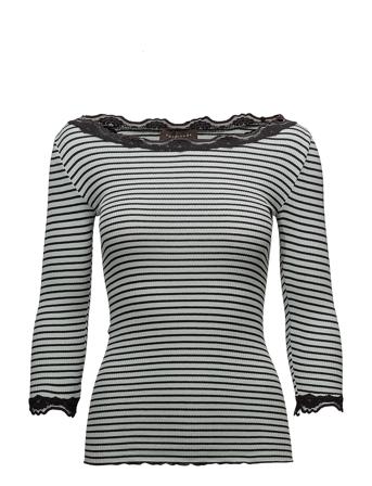 Silk T-Shirt Boat Neck Regular W/Vi T-shirts & Tops Long-sleeved Blå Rosemunde