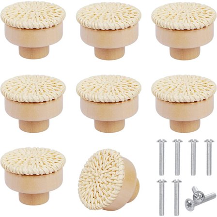8 stk rotting skapknotter runde treskuffknotter håndtak tre