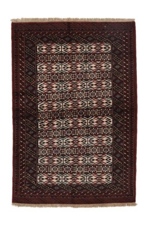 Noué À La Main Turkaman Tapis 134X190 De Laine Noir/Marron Petit