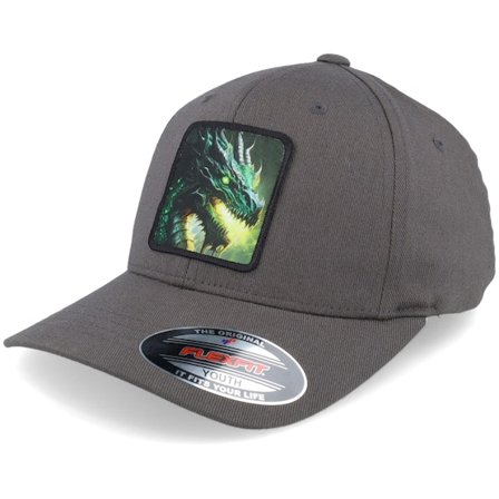 Kinder Kiddo Cap - Grau flexfit Cap - Kinder Green Dragon Charcoal Adjustable @ Hatstore