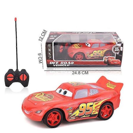 Biler Filmen Lynet McQueen RC Bil - 4-Kanals Genopladelig Fjernbetjening Legetøj til Børn, Realistisk Racerbilmodel med Simple Kontroller (FMY)