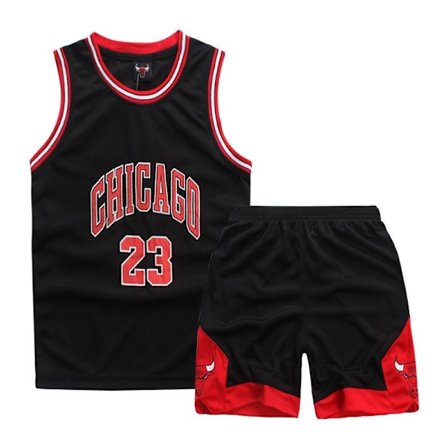 Michael Jordan nr. 23 Chicago Bulls basketballtrøje sæt børn ungdomsuniform W sort - Perfect Black-Xin Black