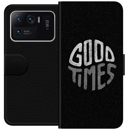 Kompatibelt Plånboksfodral till Xiaomi Mi 11 Ultra Minimalistisk typografisk illustration med handritad vit text på svart bakgrund, rå och enkel de