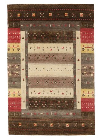Gabbeh Loribaft Teppe Håndknyttet 123X184 Brun/Svart India