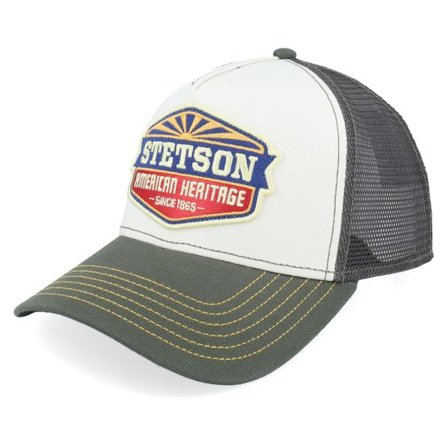 Stetson - Vit trucker Keps - Big Size Sun White/Olive A-Frame Trucker @ Hatstore