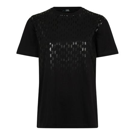 Karl Lagerfeld, Relax Fit Monogram Print Tee Czarny, Kobieta, Rozmiar: M