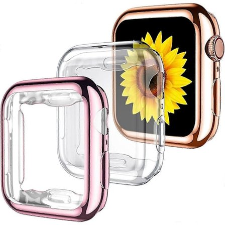 för Apple Watch Skal 40mm Serie 6 Serie 5 med Skärmskydd, 3-pack Mjuk TPU Ultratunt Skyddande Skal Heltäckande Skydd för iWatch Serie 4 40mm