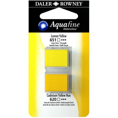 Aquafine Aquarelle Half-pan Duo Lemon Yellow/Cad Yellow Hue
