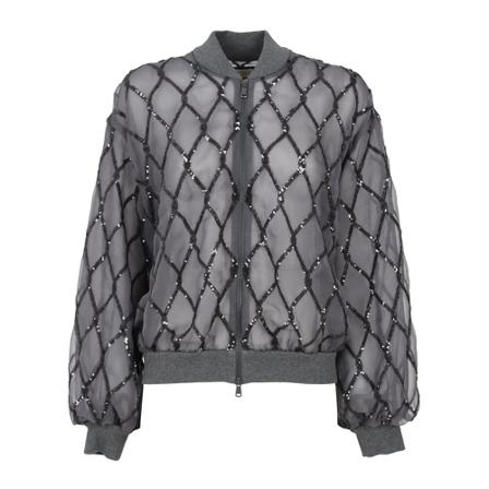 Brunello Cucinelli, Bomber Jackets Grijs, Dames, Maat:M