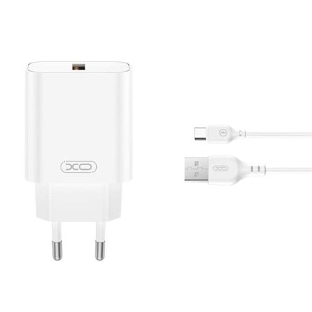 XO USB-Laddare med USB QC 18W + USB till MicroUSB