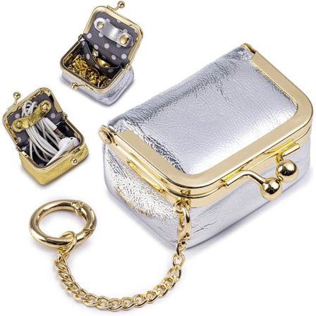 Mini Nahkainen Korurasia Naisille, Kannettava Vintage Nahkainen Kolikkokukkaro, Korukotelo Kiss Lock -lukolla, Mini Matkustus Sormusrasia Korvakoru 