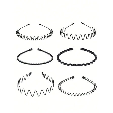 Pack 6 Svarta diadem i metall