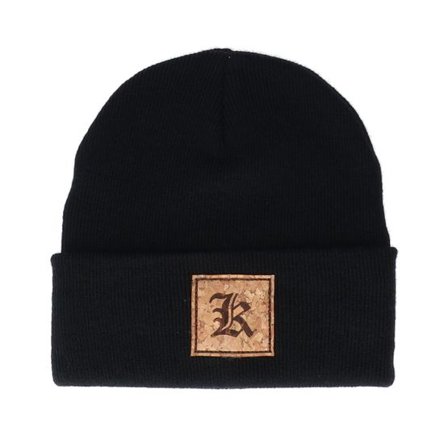 Kiddo Cap - Svart cuff Beanie - Kids K Letter Patch Black Cuff @ Hatstore