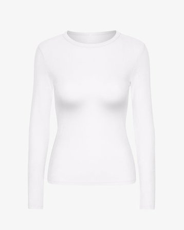 Women Organic Rib LS T-Shirt - Optical White - Female - XL